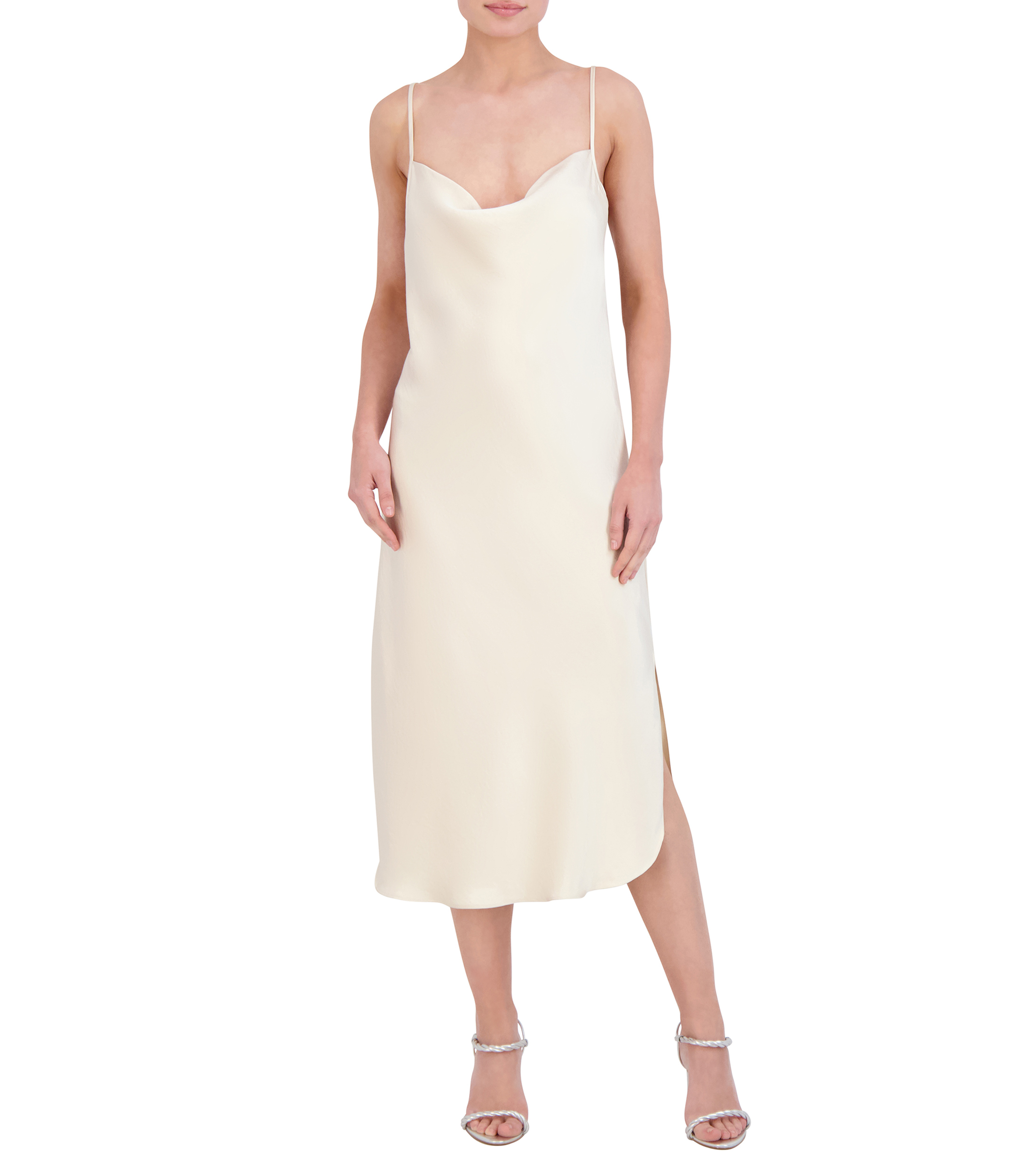 Vestido midi satinado Mujer